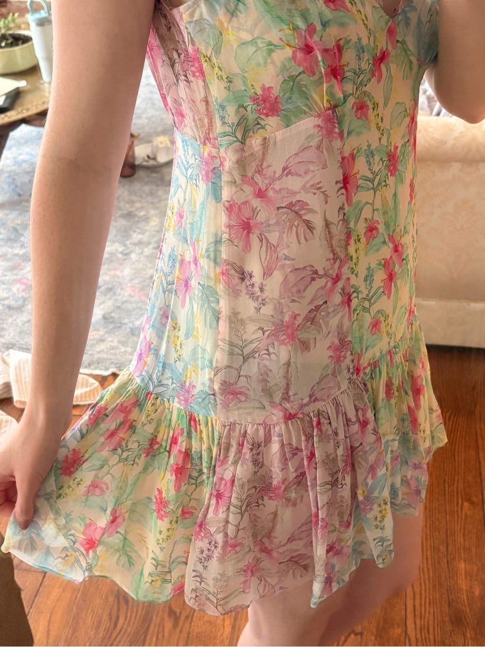 LoveShackFancy Multicolor Mini Dress with Pink Floral Print - Picture 5 of 6